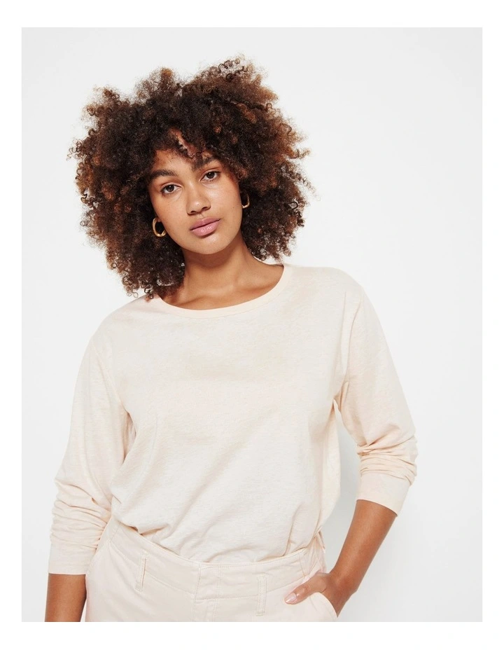 The Long Sleeve T-shirt in Oat Marle image 1