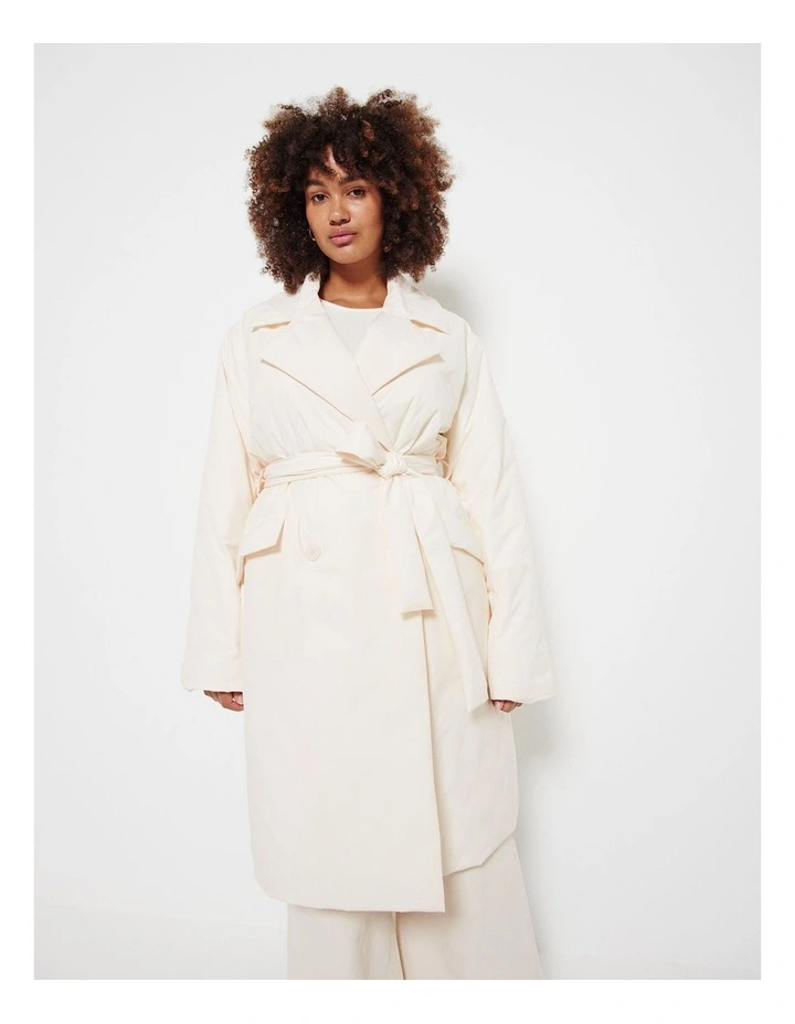 The Padded Trench Coat in Ecru image 1