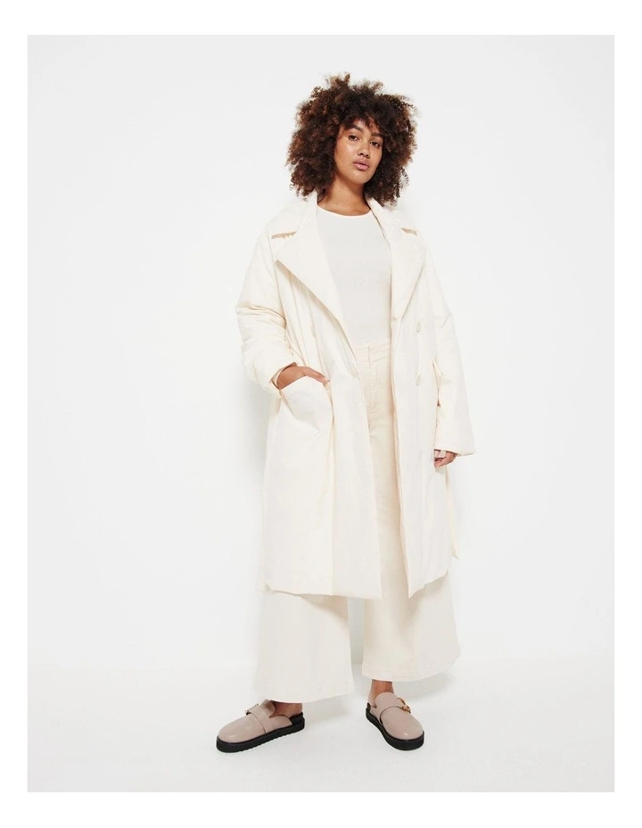 The Padded Trench Coat in Ecru image 4