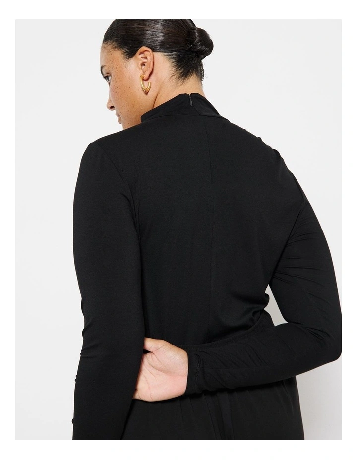 Gathered Shoulder Top in Black image 2