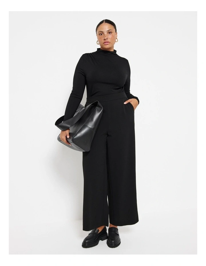 Gathered Shoulder Top in Black image 4