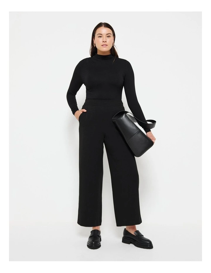 Gathered Shoulder Top in Black image 6