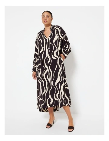 Ruffle Neck Dress in Print
