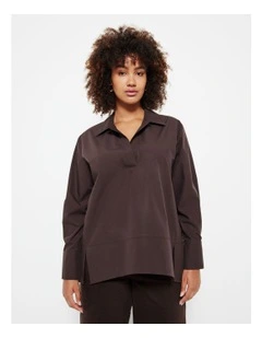 Split Hem Popover in Raisin
