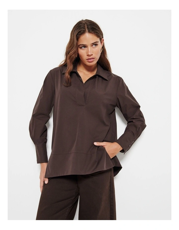 Split Hem Popover in Raisin image 5