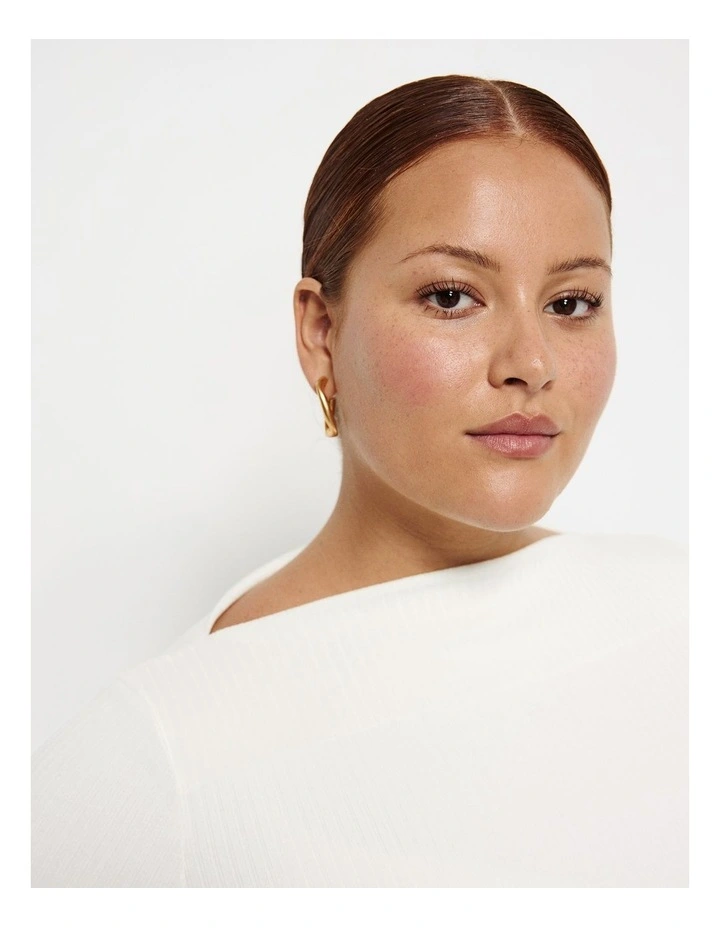 Long Sleeve Rib Top in Ecru image 3