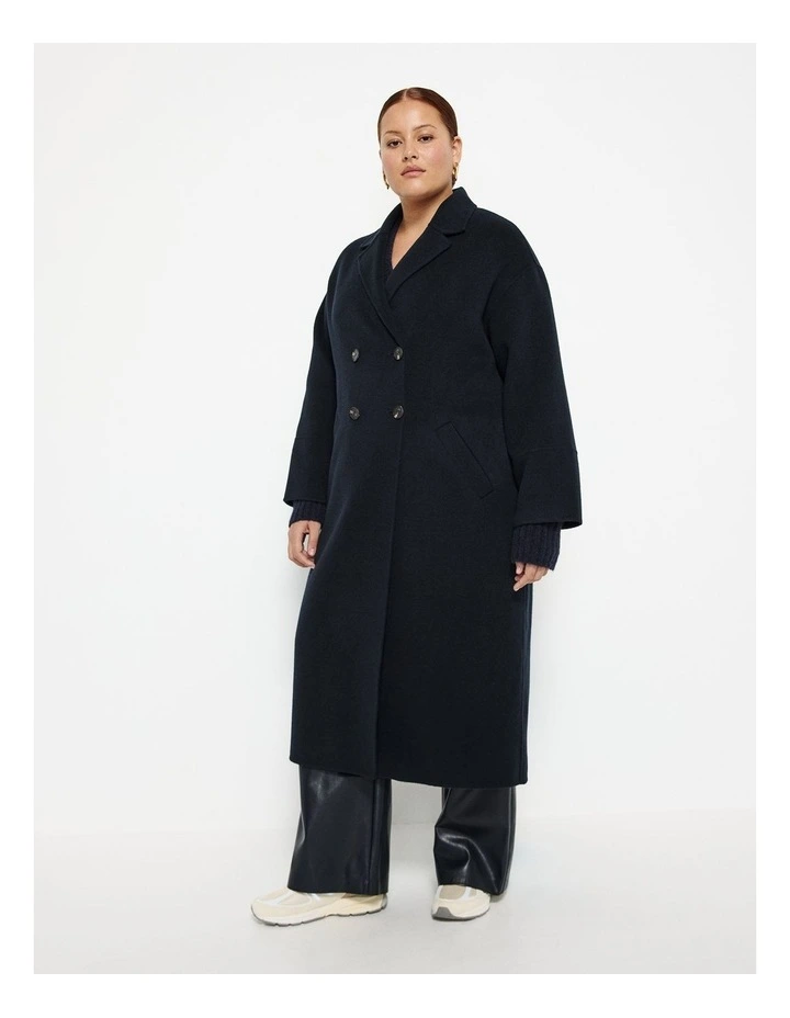 Double Breasted Wool Coat in Ink image 1