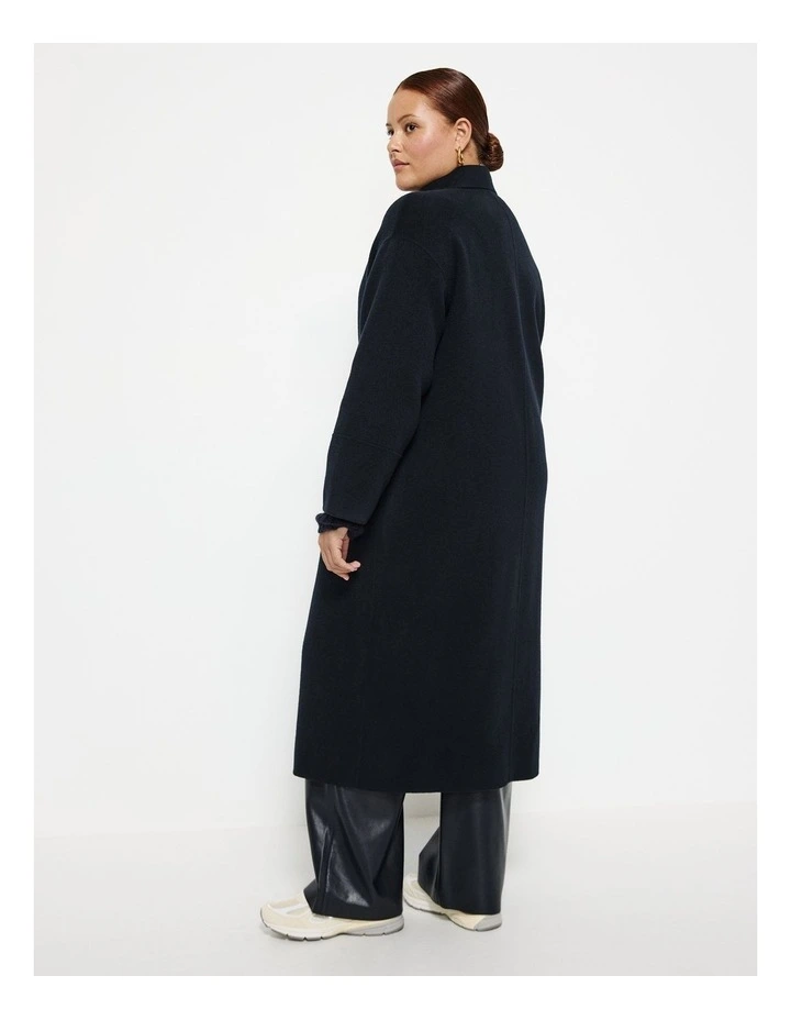 Double Breasted Wool Coat in Ink image 2