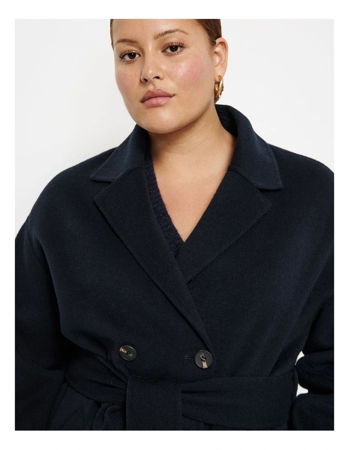 Double Breasted Wool Coat in Ink image 3
