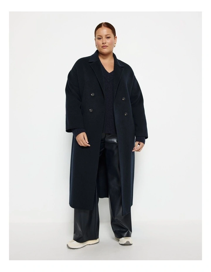 Double Breasted Wool Coat in Ink image 4