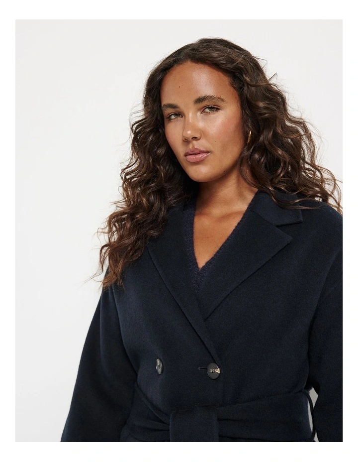 Double Breasted Wool Coat in Ink image 5