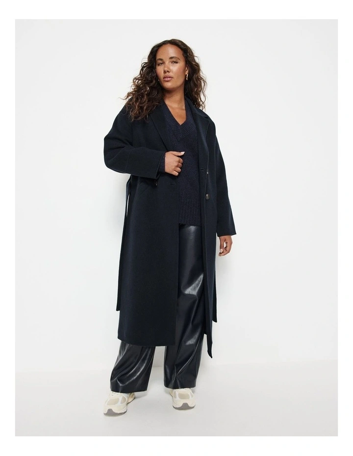 Double Breasted Wool Coat in Ink image 6