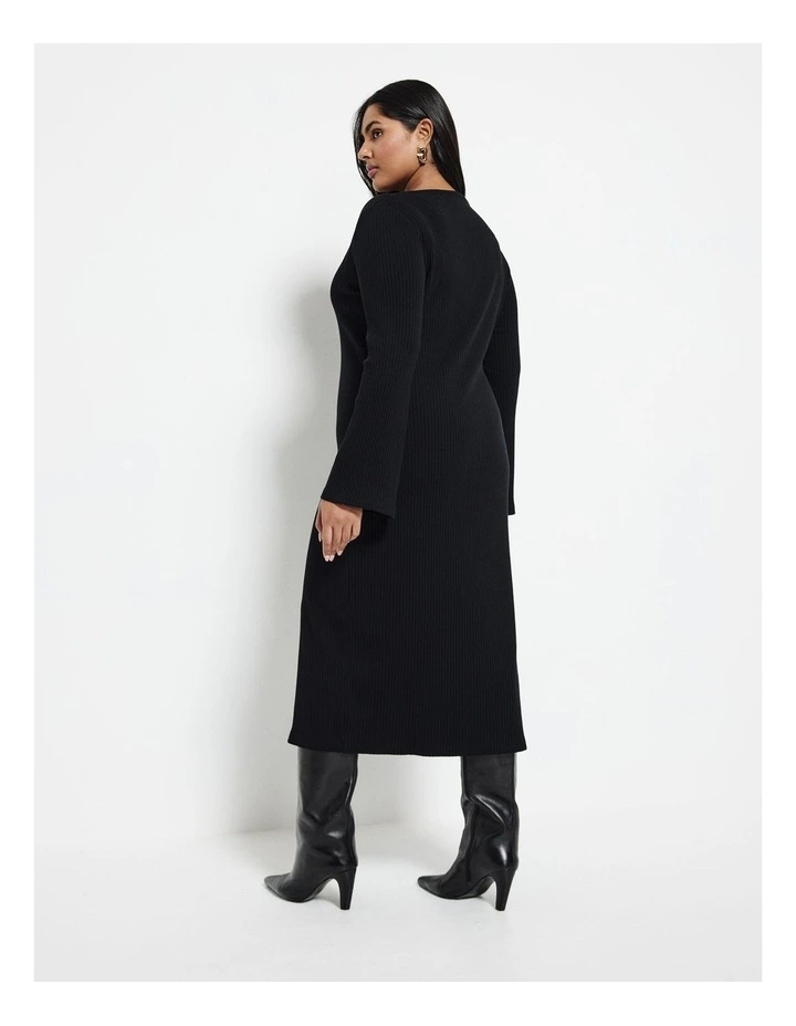 Knit Midi Dress in Black image 3