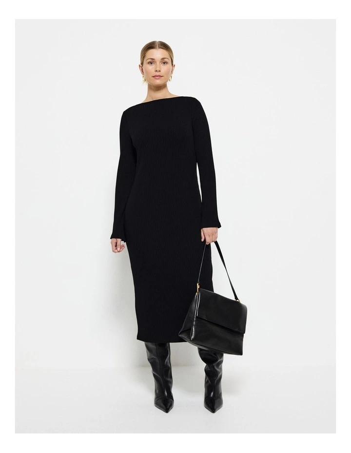 Knit Midi Dress in Black image 5