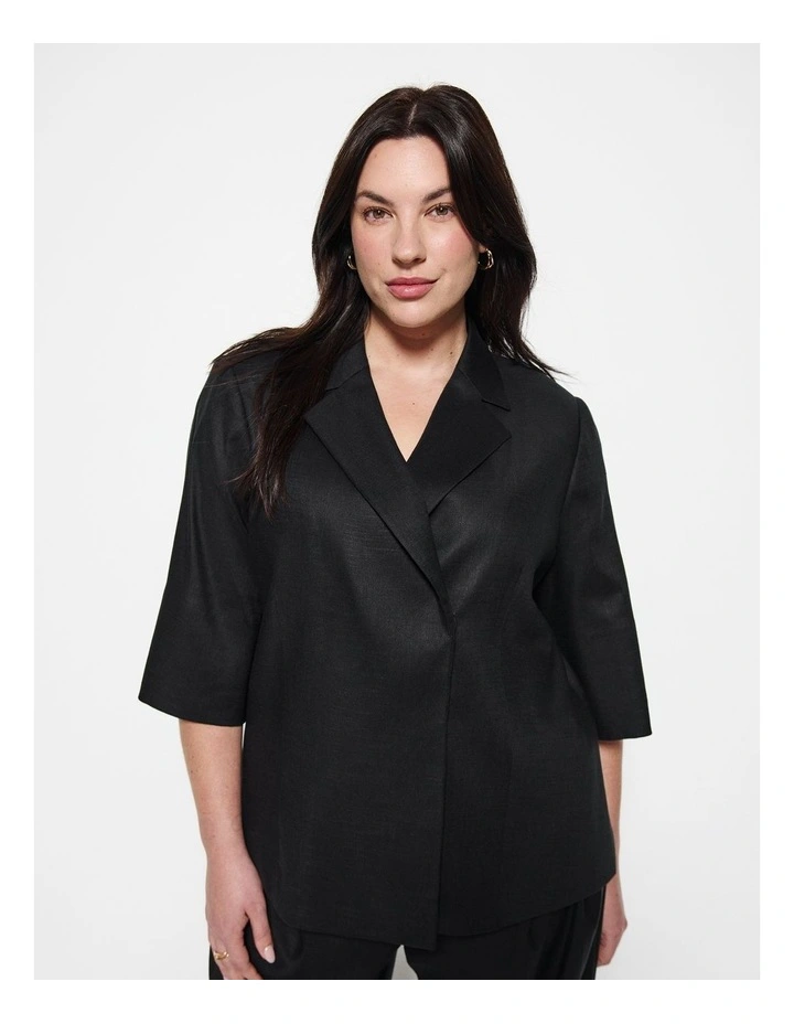 Short Sleeve Blazer in Black image 1