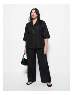 Pull On Pleat Front Pant in Black