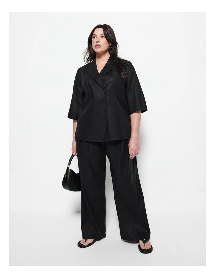 Pull On Pleat Front Pant in Black image 1