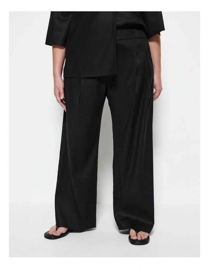 Pull On Pleat Front Pant in Black image 2