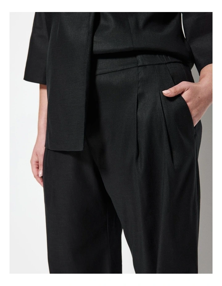 Pull On Pleat Front Pant in Black image 3