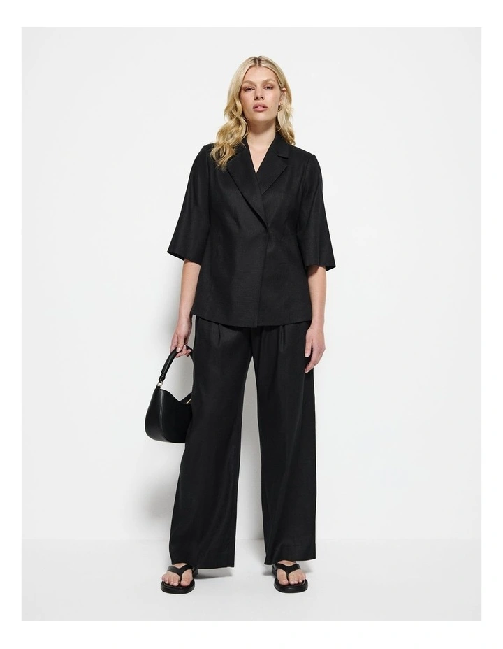 Pull On Pleat Front Pant in Black image 5