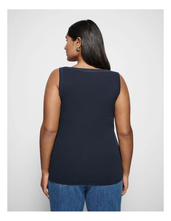 The Cotton Rib Tank in Navy image 3