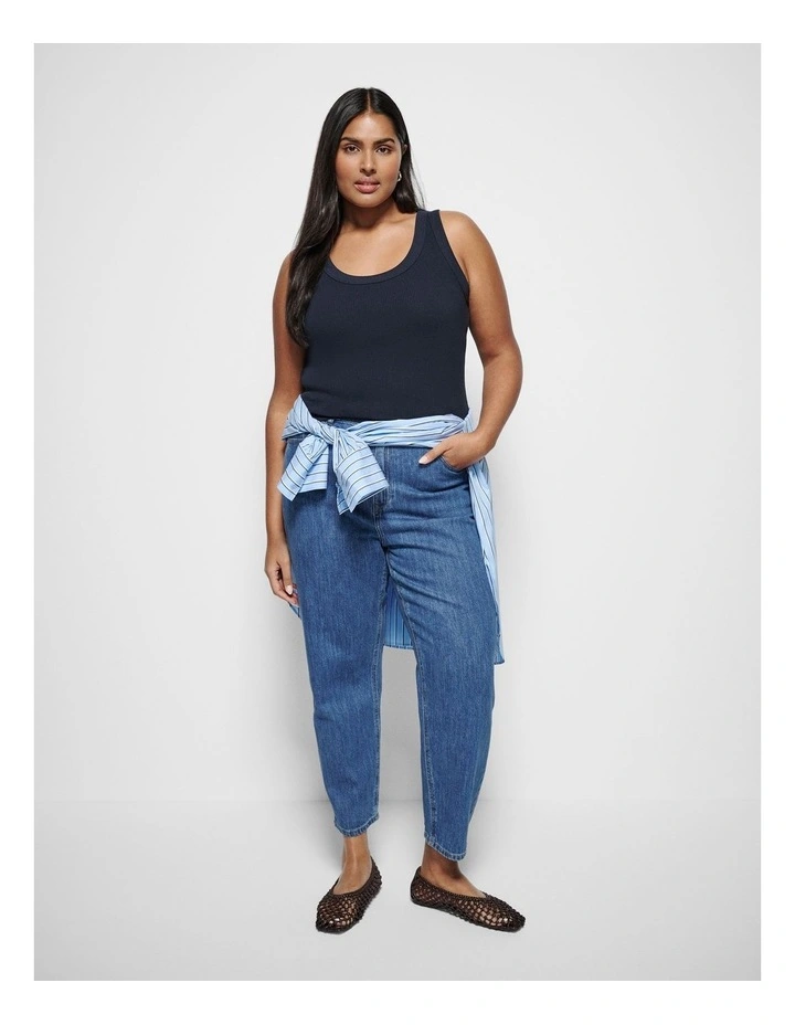 The Cotton Rib Tank in Navy image 4