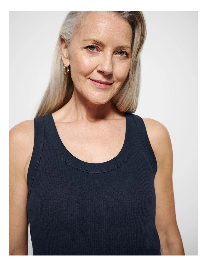 The Cotton Rib Tank in Navy image 6