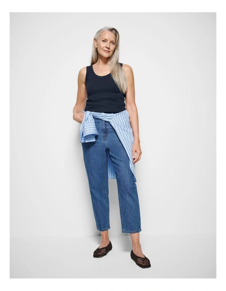 The Cotton Rib Tank in Navy image 7
