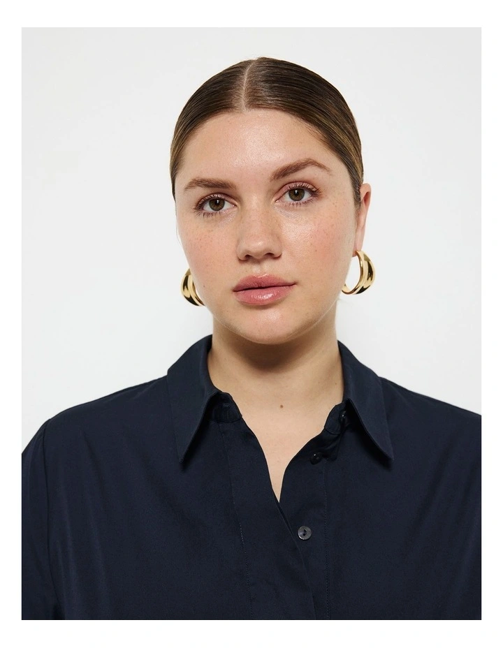 Jacklyn Shirt Dress in Navy image 3