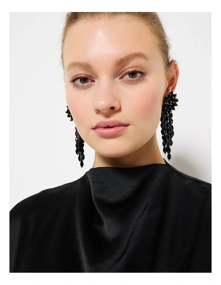 The Carla Beaded Earrings in Black image 2