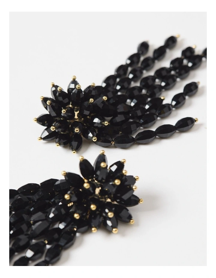 The Carla Beaded Earrings in Black image 3