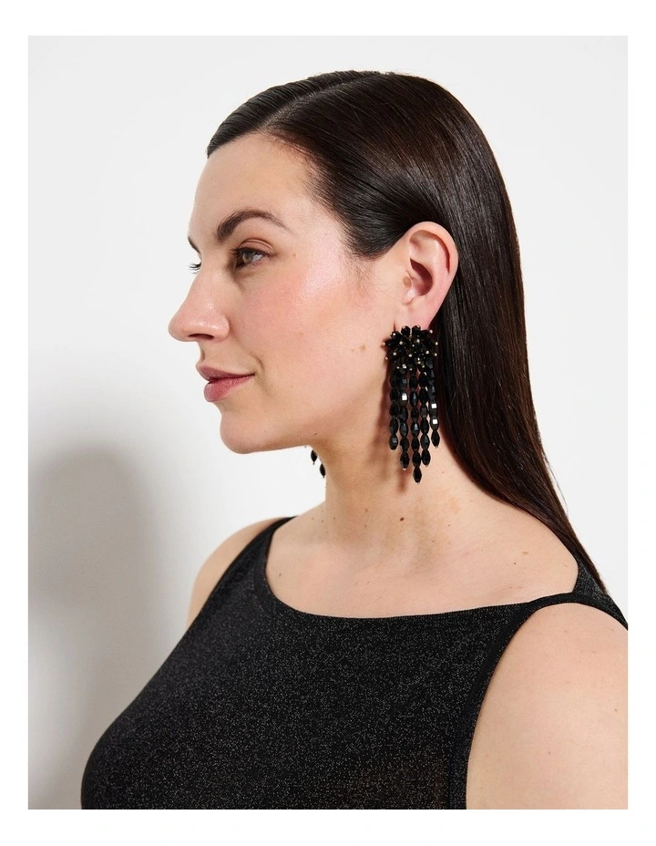 The Carla Beaded Earrings in Black image 5