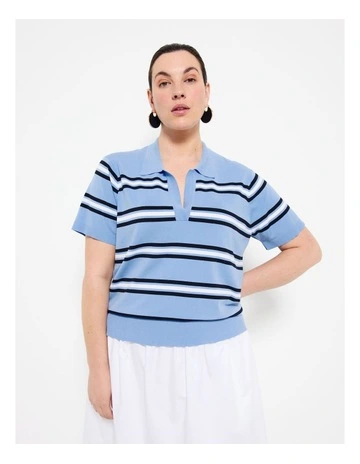 Kate Short Sleeve Polo in Multi Stripe