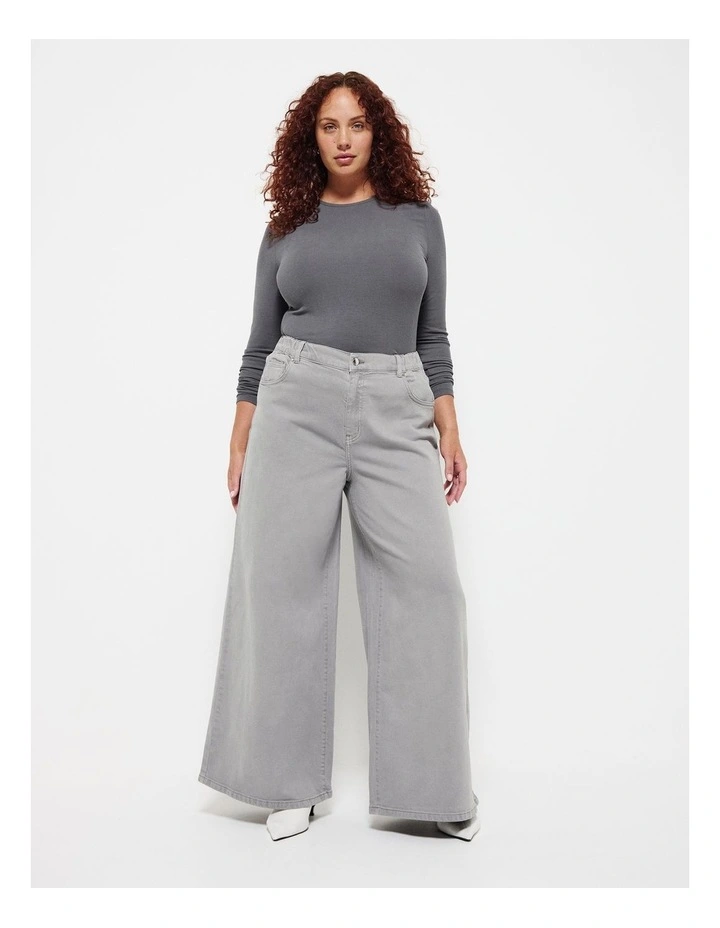 Elasticated Wide Leg Jean in Slate Wash image 1