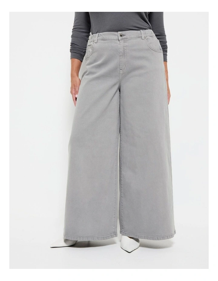Elasticated Wide Leg Jean in Slate Wash image 3