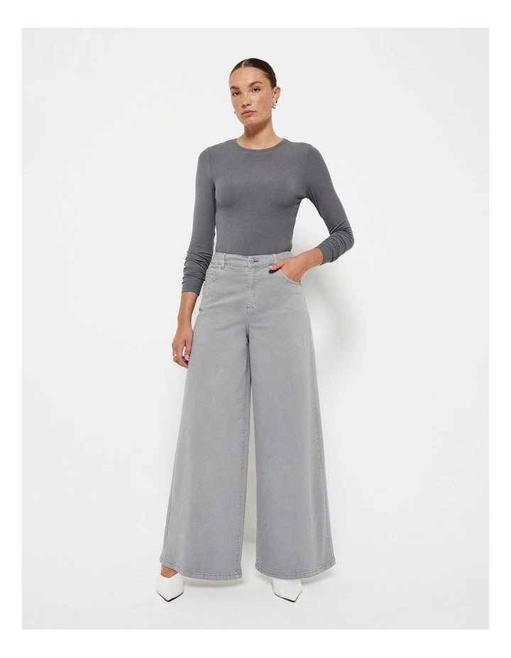 Elasticated Wide Leg Jean in Slate Wash image 5