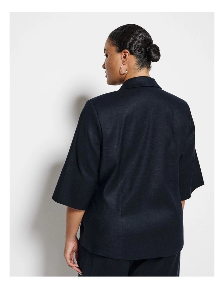 Short Sleeve Blazer in Navy image 2