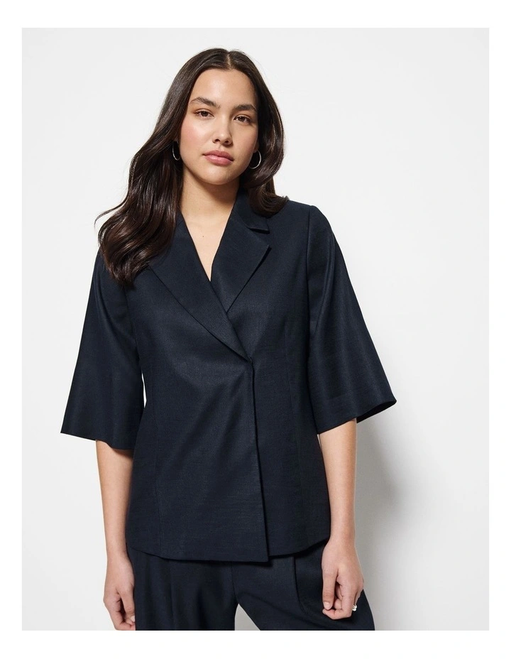 Short Sleeve Blazer in Navy image 5