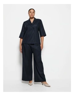 Pull On Pleat Front Pant in Navy