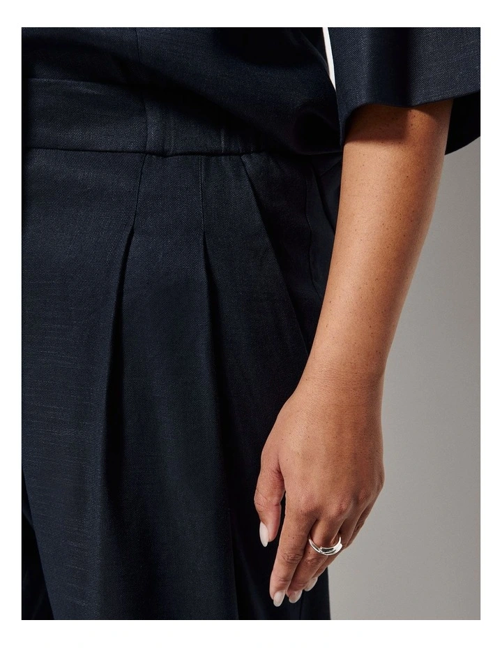 Pull On Pleat Front Pant in Navy image 3