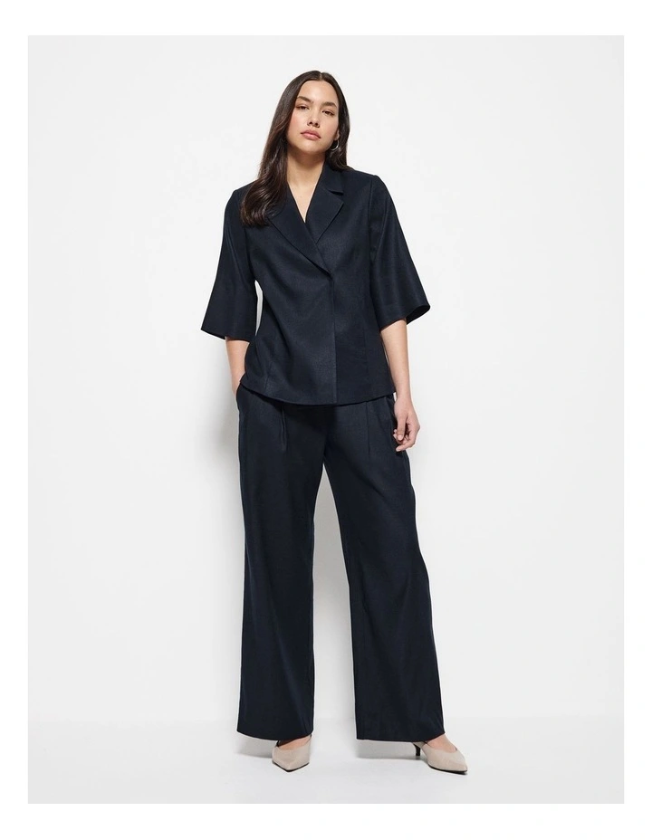 Pull On Pleat Front Pant in Navy image 5