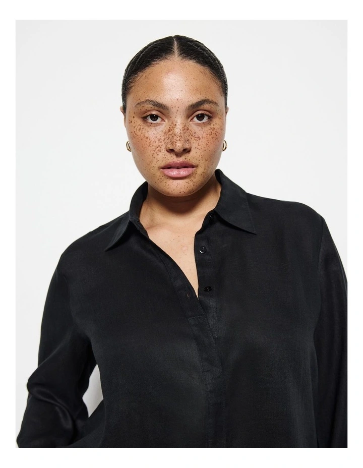 Linen Shirt in Black image 3