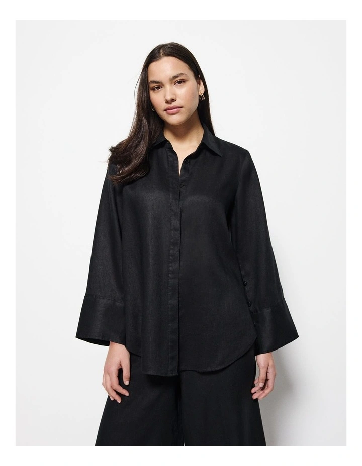 Linen Shirt in Black image 5