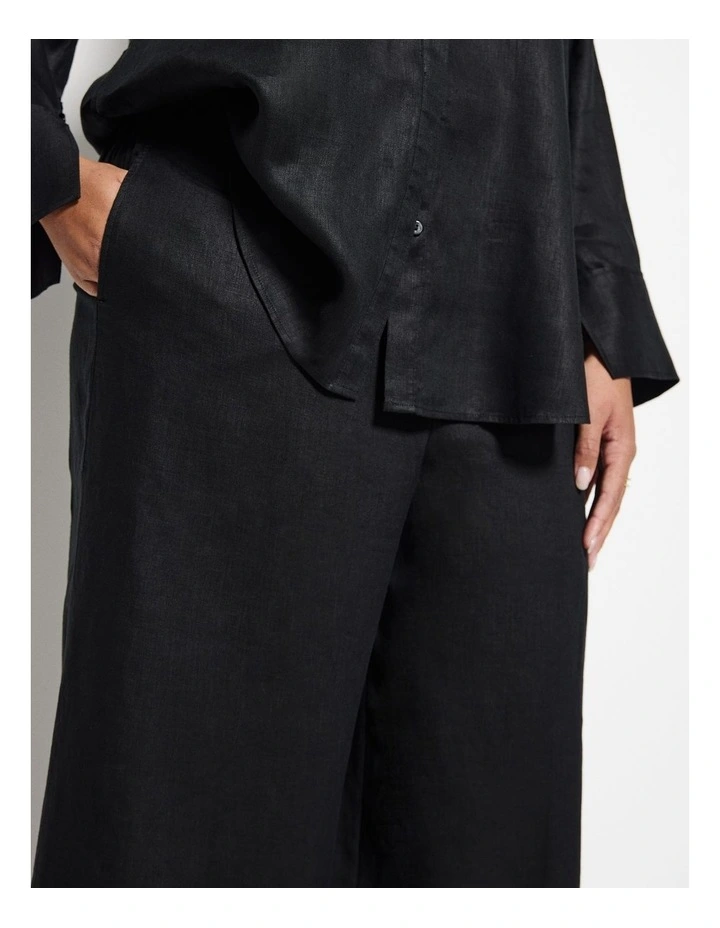 Linen Pant in Black image 3