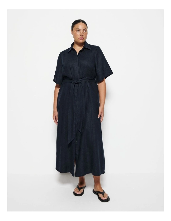 Linen Dress in Navy image 1