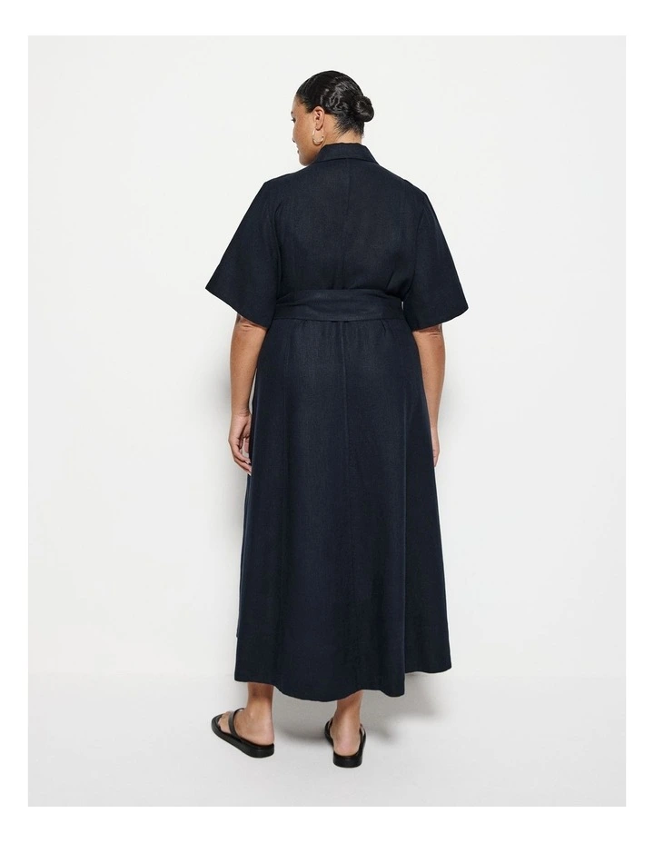 Linen Dress in Navy image 2
