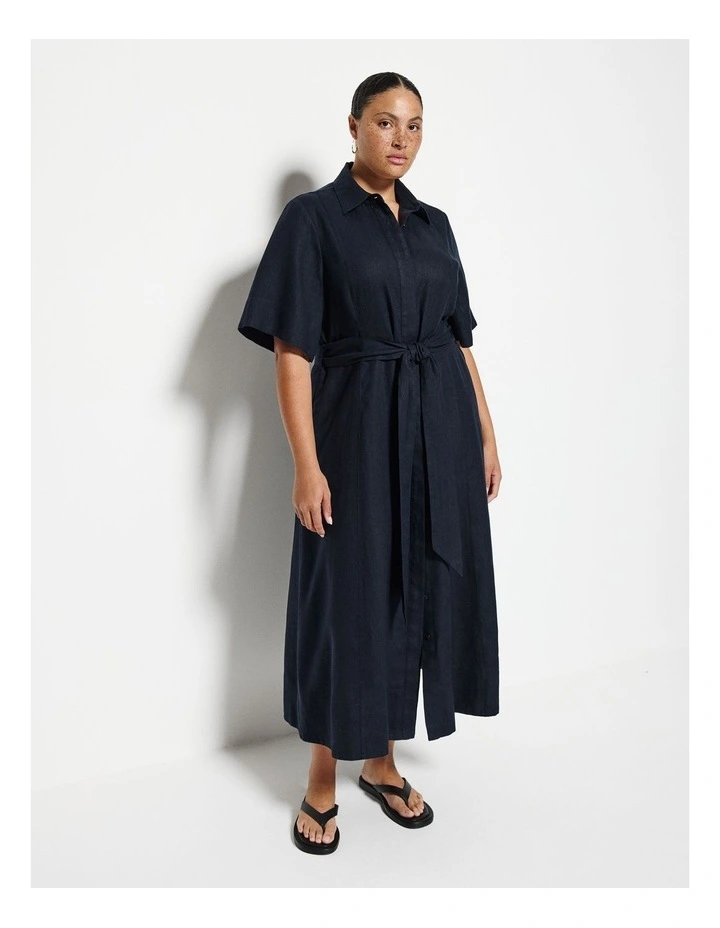 Linen Dress in Navy image 4