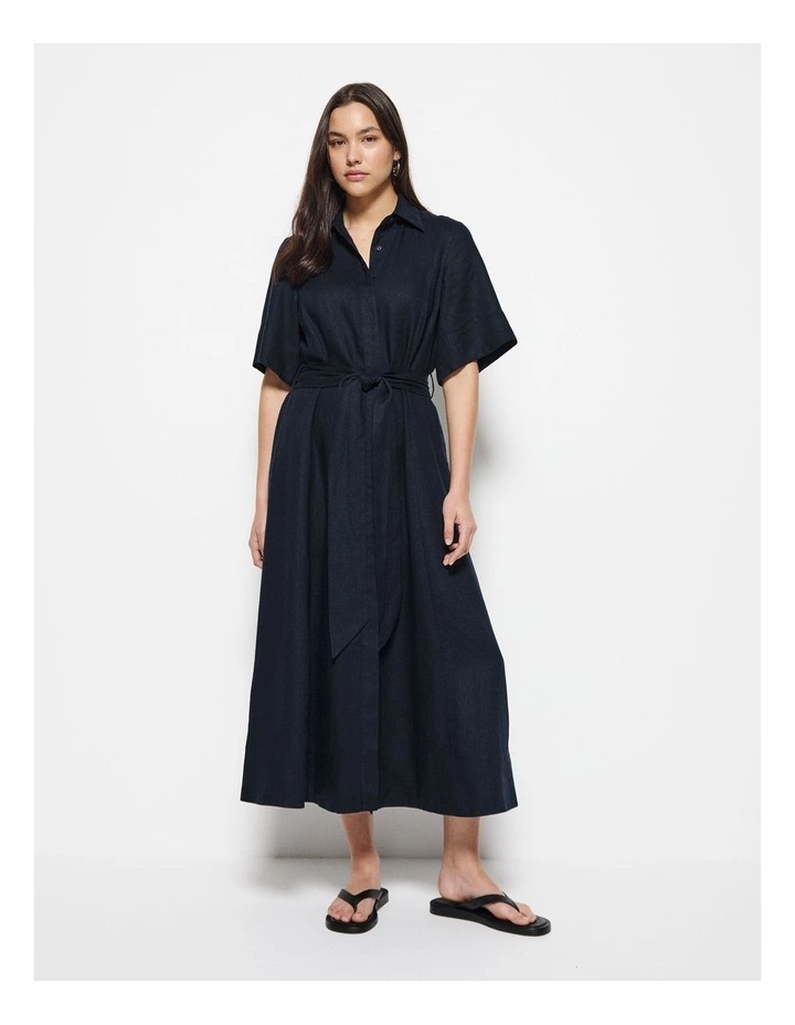 Linen Dress in Navy image 5