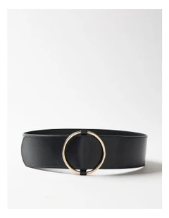 Lena Leather Waist Belt in Black