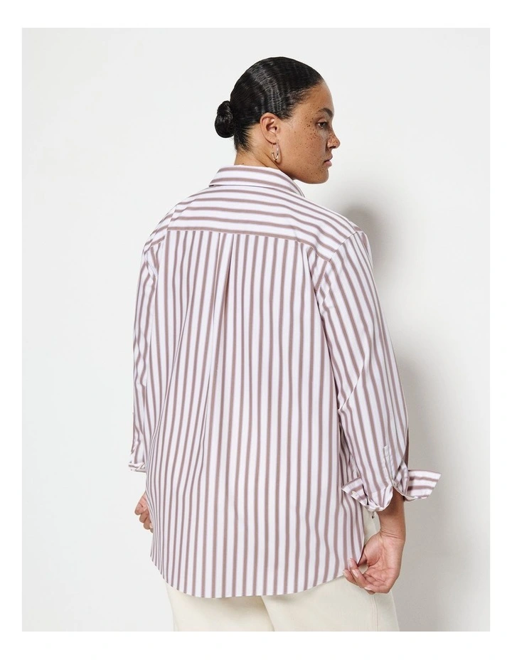Good Earth Cotton Demi Shirt in Tobacco Stripe image 2